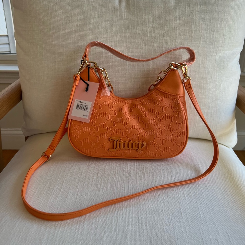 Juicy Couture Orange Crescent Shoulder Bag with Gold Hardware